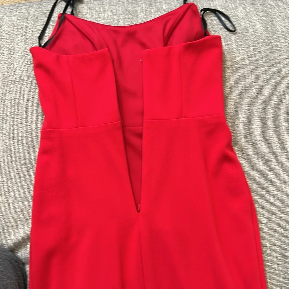 Aqua Strapless Red Dress - Picture 4 of 7